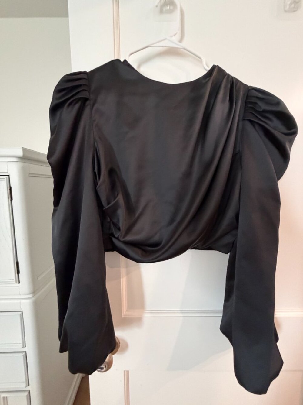 Anthropologie | Mare Mare Satin Puff-Sleeve Top, size L - Picture 7 of 7